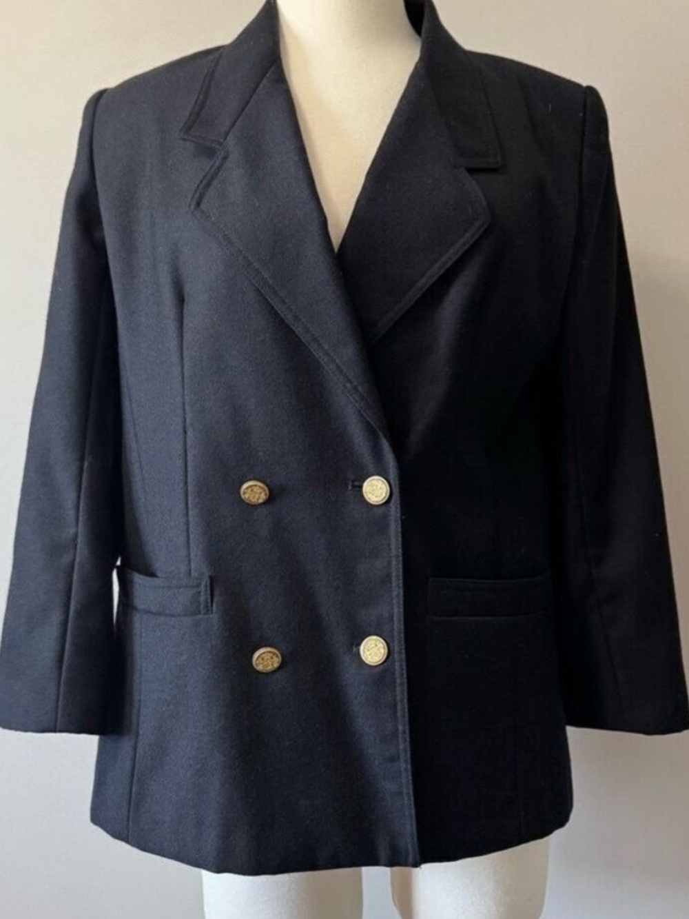 Spectator Petite Vintage Classic Black Double-Breasted Women's Blazer SZ 10